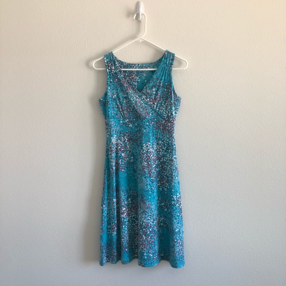 Vintage Blue Polka Dot Floral Print Summer Dress